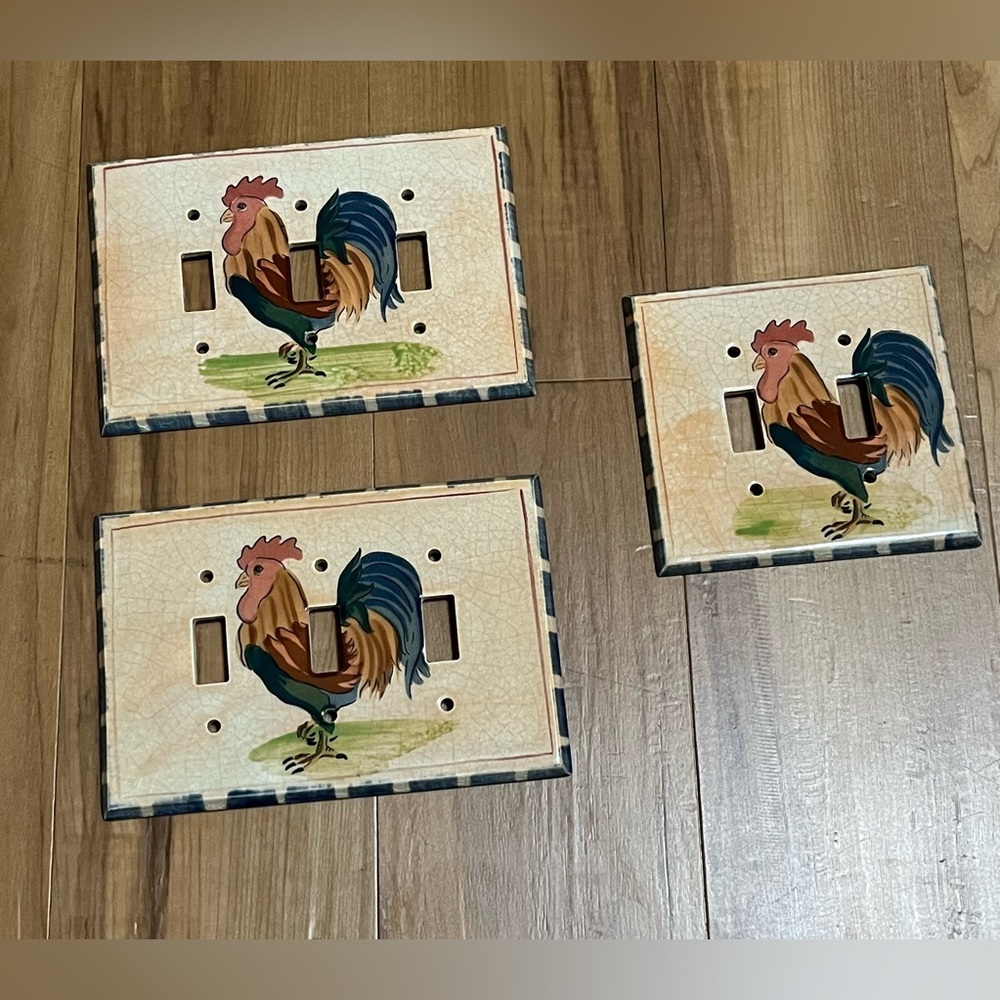 Ceramic Rooster Light Switch Covers | Farmhouse Decor | Set of 3